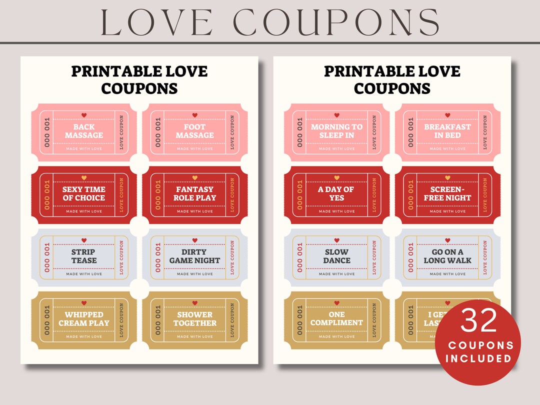Printable Love Coupons Date Night Coupons Date Jar Ideas - Etsy