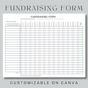 Fundraising Form, Landscape Fundraising Form, Fundraiser, Order Tracking Page, Canva Template, Customızable, Fully Editable