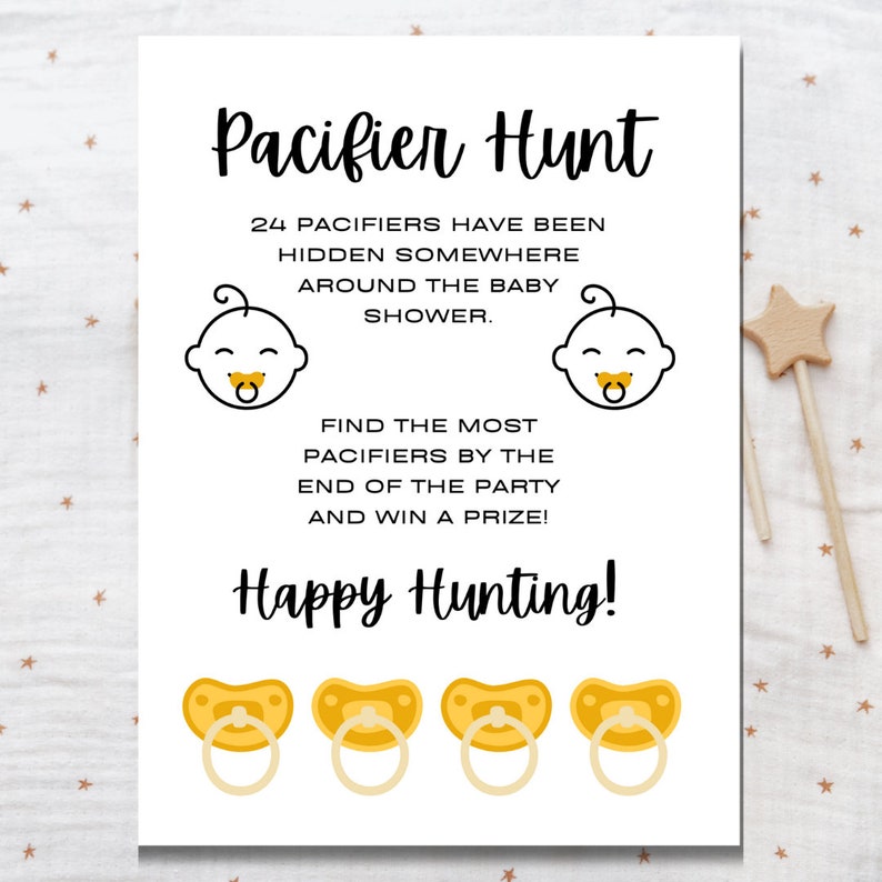 Hunting Pacifier Baby Shower Pacifier Hunt Game: Printable Activity (digital Download ...