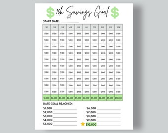10K Savings Challenge Printable: 100 Envelope Tracker (PDF Download)