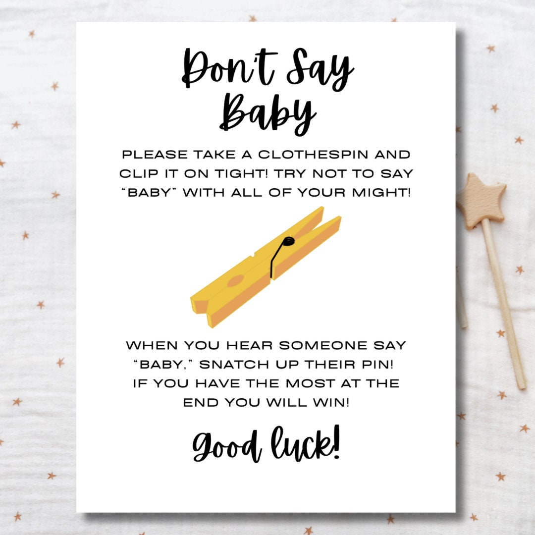 Don't Say Baby Game, Baby Shower Game Printable, Baby Shower Activity ...