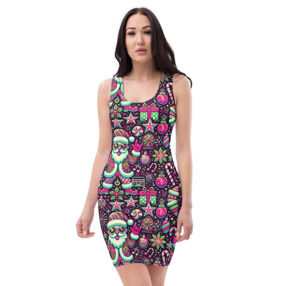 Christmas Pattern Bodycon Dress - Etsy Israel Christmas Pattern Bodycon Dress - Etsy Israel