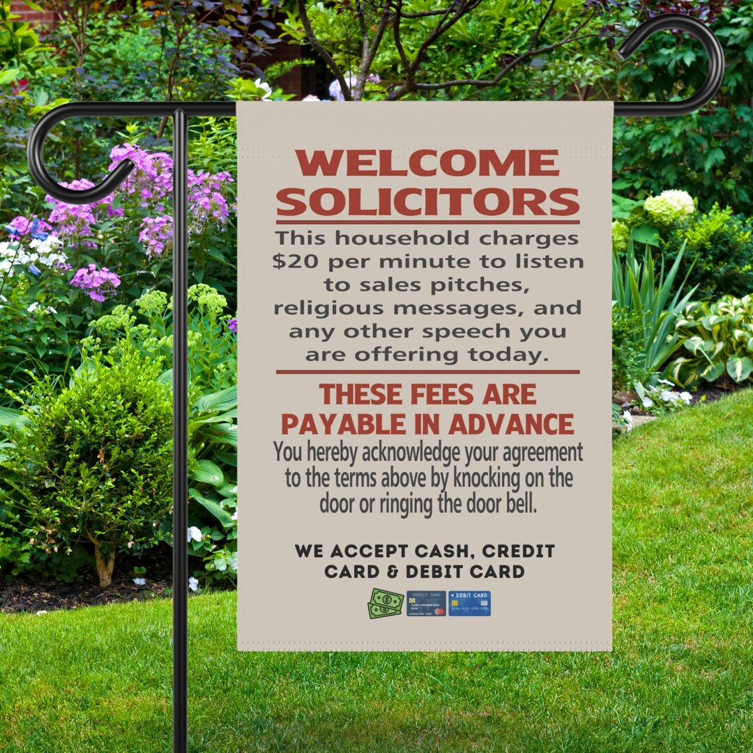 Funny Garden Flag, No Solicitors Sarcastic Welcome Yard Flag, Anti ...