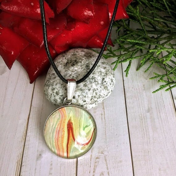 Fluid Art Necklace Paint Pour Jewelry Paint Skin Jewelry Necklace Gift Abstract Art Jewelry Gift for Women Gift for Friend Gift Idea Etsy