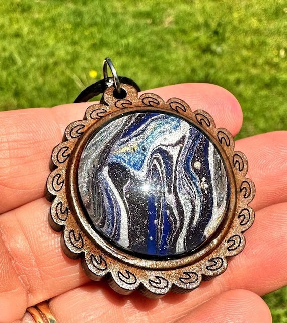 Fluid Art Jewelry, Handmade Necklace, Paint Pour Jewelry