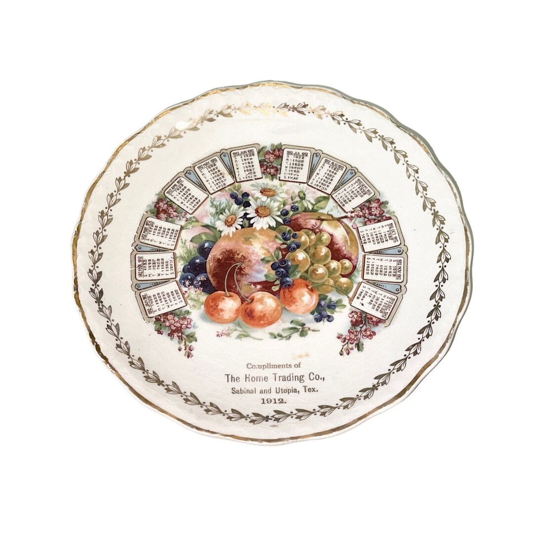 1912 Carnation Mcnicol Calendar Plate Home Trading Co Sabinal Etsy