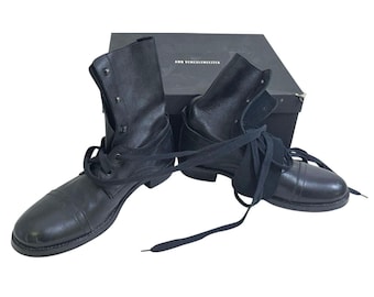 Ann Demeulemeester Black Leather Lace Up Boots IT 40 Italy Women Box Dust Bag