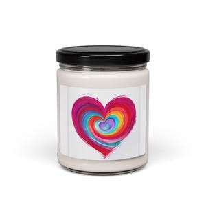 Colorful Heart Scented Soy Candle, Aromatherapy Candle, Gift for Her, Home Décor, Valentine&#39;s Day Treats, Relaxing Decor