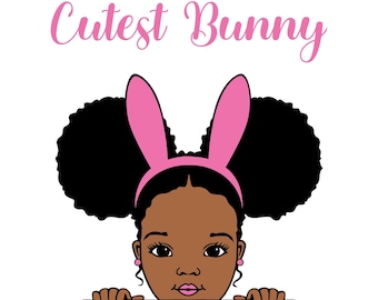 Melanin girl, Easter, Digital download, PNG, SVG, and PDF download