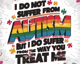 Autism Awareness PNG, Neon Puzzle Piece Graphic (Digital Download)