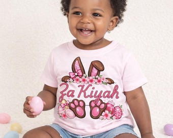 Personalized Easter Bunny Shirt, Custom Name Kids Outfit, Boys Girls Easter Apparel