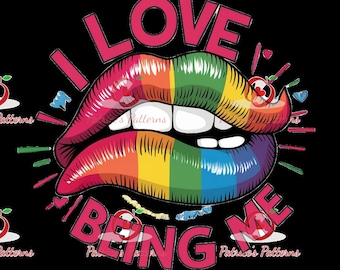 Pride Rainbow Lips Sticker, LGBTQ Art (PNG, Instant Download)