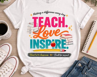 Sublimation PNG Bundle, citations d'appréciation, enseigner l'amour, inspirer, téléchargement de graphiques de chemise