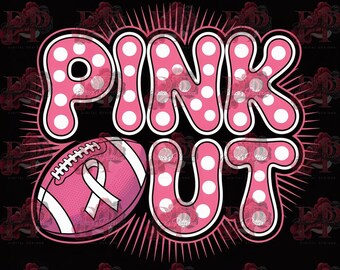 In October We Wear Pink Football SVG PNG | Breast Cancer Awareness Ribbon Sports Design