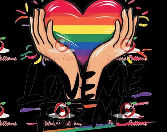 Pride Heart Sticker, Love Me For Me LGBTQ+ Rainbow Vinyl (PNG file)