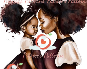 Black Art Print | Melanin Mother & Daughter, Afro Decor (Digital Download)