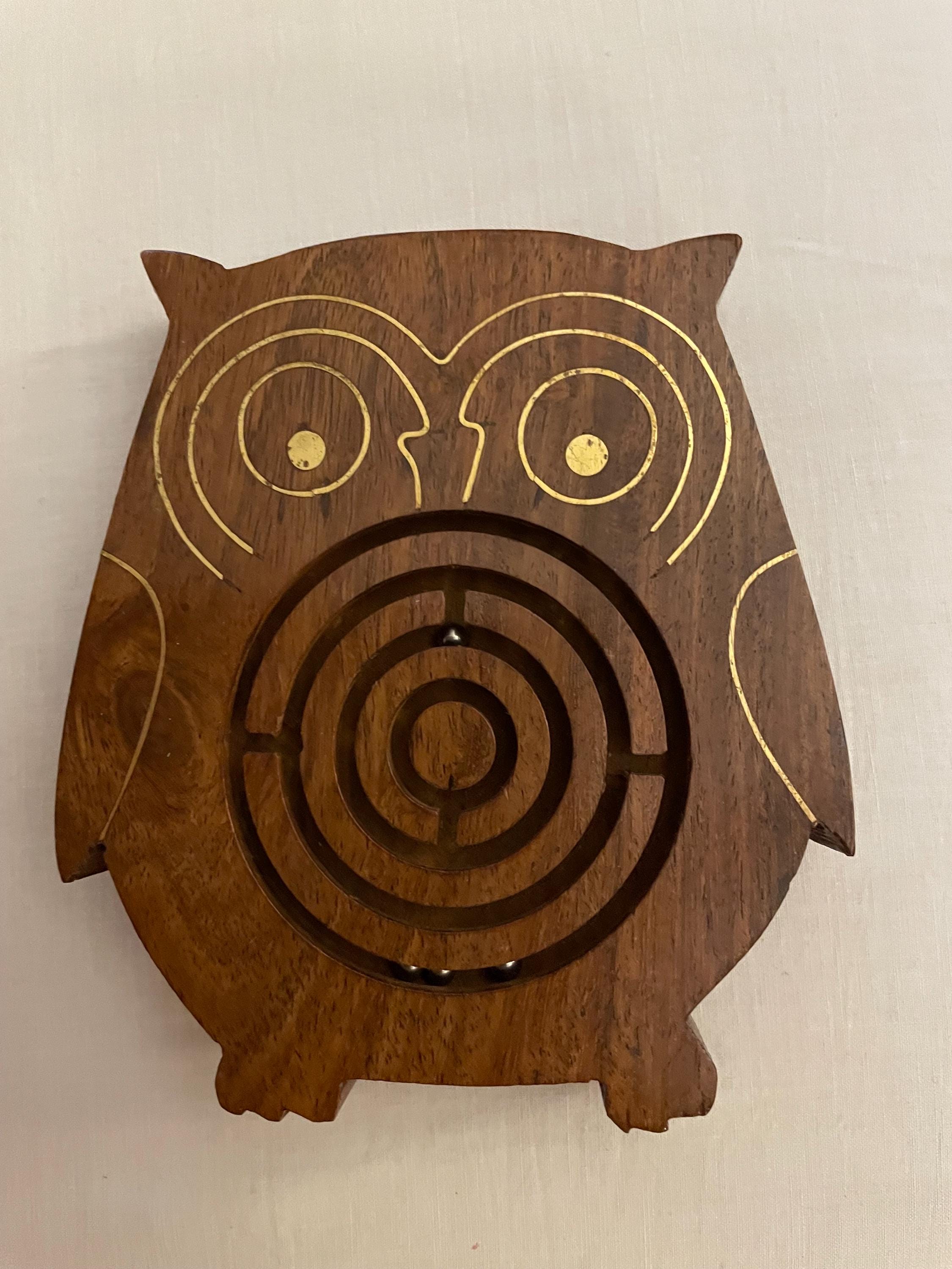 Vintage wooden Pier 1 Maze Puzzle Owl