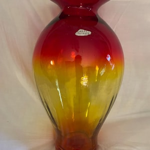 Vintage Blenko Amberina Large Vase