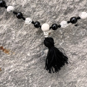 Hand Knotted  Black & White Mala