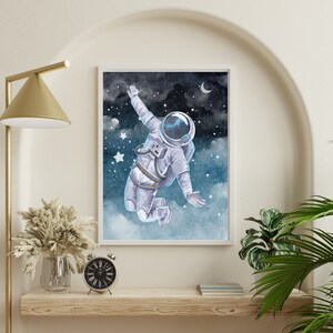 Astronaut in space wall art, wall art, wall decor, printable wall art, living room art, bedroom wall art, instant download, digital wall art