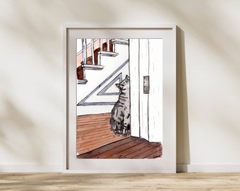 Cat Print Digital Download | Cat Art | Cat Wall Decor | Cat Portrait | Home Decor | Art Print | Wall Art | Cat Illustration | Animal Art