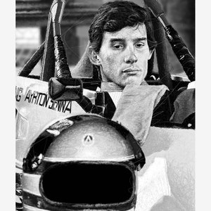 Ayrton Senna Black and White Digital Drawing – Formula 1 Art Digital Download / Printable Art