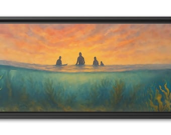 Impression sur toile de forêt d'algues sous-marines, art mural océan, décoration de maison de plage côtière