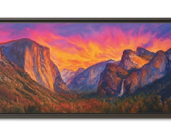 Yosemite Valley Wall Art, California Mountain Sunset Canvas Print