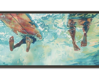 Underwater Surf Feet Canvas Print, Dreamy Coastal Lineup Wall Art