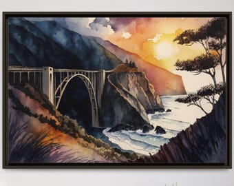 Bixby Bridge Canvas Wall Art, Big Sur Coastal Decor, California Landscape Print