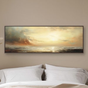 Romantic Sunset on the Coast | Framed Canvas Print with Grand Couple Ocean Scene | Romantic Couple Wall Art Canvas Ocean Sunset Beach Decor