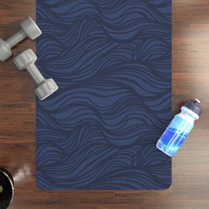 Ocean Water Beach Nature Yoga Mat With Soft Microfiber Suede Top, Nature Inspired Yoga Mat Gift, Psychedelic Wave Pattern Yoga Mat Gift