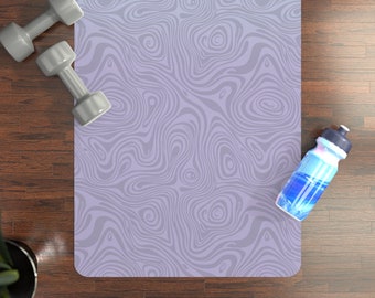 Psychedelic Lavender Teal Gradient Yoga Mat, Microfiber Suede Top