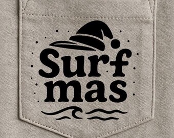 Surf-mas Pocket Tee - Bonnet de Père Noël surf, cadeau de Noël côtier