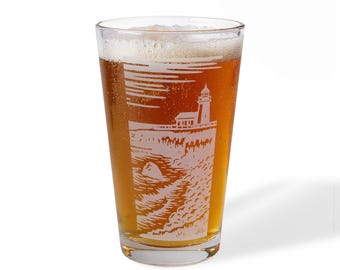Engraved Santa Cruz Steamer Lane Pint Glass, Coastal Barware