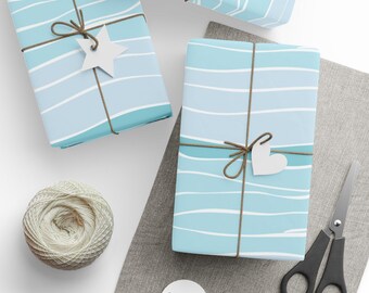 Ocean Waves Gift Wrap, Nautical Beach Theme, Holiday Present