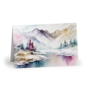 Grußkarten, Silver Lake Aquarell, 1 oder 10 Stück
