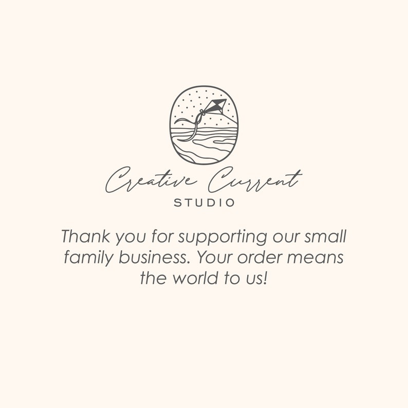 May include: Black and white logo for Creative Current Studio, featuring a stylized illustration of a kite flying over a wavy line representing water. The text "Creative Current STUDIO" is below the logo.