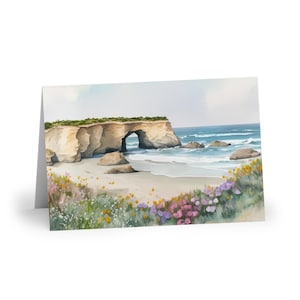 Biglietti di auguri, biglietti di auguri vuoti Natural Bridges California Sea Cliffs - confezione da 1 o 10, set di cancelleria, stampe artistiche dell'oceano, biglietti di ringraziamento,