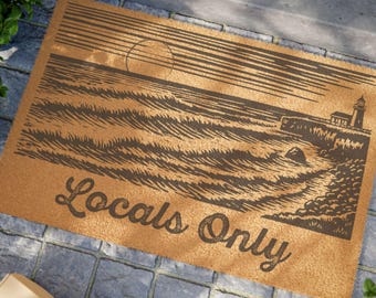 Locals Only Doormat | Steamer Lane Coastal Lighthouse Welcome Mat