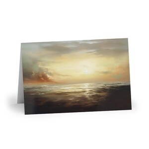 Cartes de voeux romantiques coucher de soleil (1 ou 10 pièces) - Silhouette de couple sur la plage, cartes vierges romantiques, ensemble de papeterie note d'amour, carte de Saint-Valentin