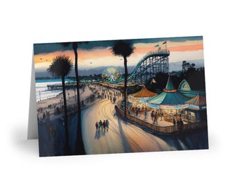Cartes de voeux Santa Cruz Boardwalk, cartes de correspondance nuit d'été