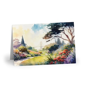 Wenskaarten, San Francisco Golden Gate Park Scene, 1 of 10-delig, blanco kaarten voor elke gelegenheid, cadeau voor reizigers, vintage SF-briefpapier