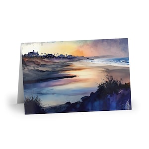 Cartes de voeux, coucher de soleil romantique sur la plage, paquet de 10, ensemble de papeterie, cartes de correspondance, cadeau pour amoureux de la plage