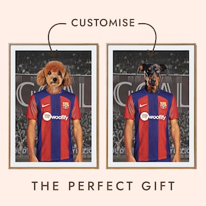 FC Barcelona Catalunya Fútbol Equip Blaugrana Football Team Divertente animale domestico Ritratto personalizzato Commissione fotografica Cane Gatto Tifoso di calcio Papà Allenatore Regalo