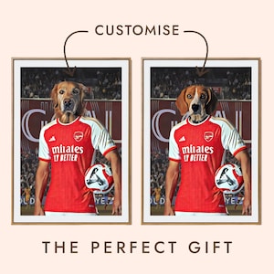 Artilleurs de l'Arsenal FC, équipe de football de Woolwich, drôle d'animal de compagnie, portrait personnalisé de la commission photo, chien, chat, fan de football, papa, entraîneur, cadeau d'art
