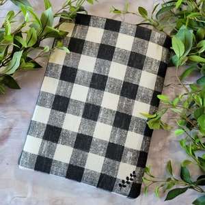 Black and Cream Buffalo Plaid Book Sleeve