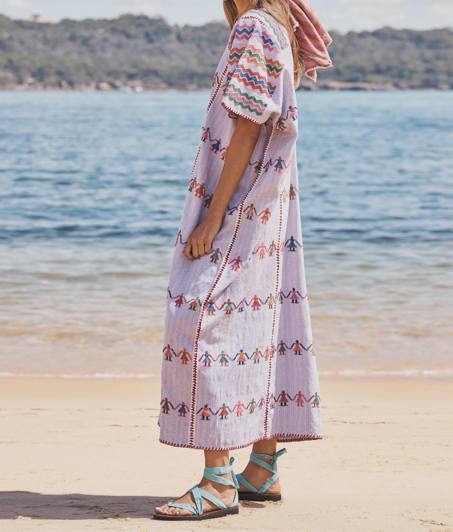 mexican beach dresses Ruffle Maxi Dress, Long Flowy Beach Cotton Dress, Beach Bride