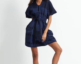 Caftán de tres paneles, caftán mexicano, vestido mexicano, Oaxaca, vestido oaxaca, Pippa Holt, vestido boho, vestido corto huipil