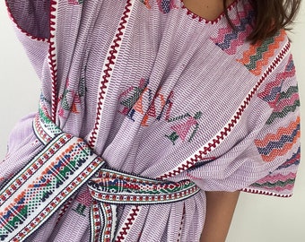 Handmade Mexican Oaxaca Hippie Boho Long Kaftan Beach Dress - Pre-order Bohemian Huipil, Belt included